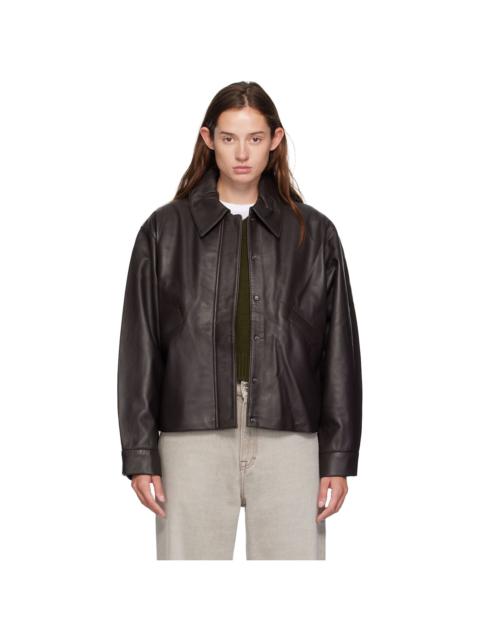 Brown Short Lamb Leather Jacket