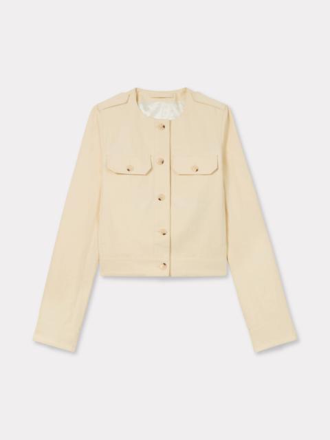 Collarless jacket in cotton