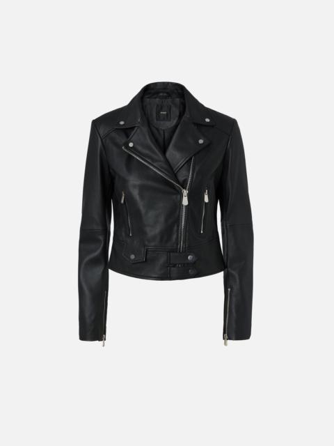 SHORT ZIPPED NAPPA LEATHER BIKER JACKET