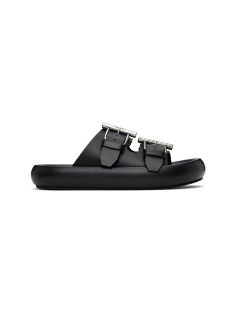 Black T-Bar Buckle Sandals