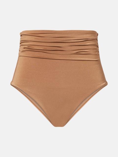 Salli draped high-rise bikini bottoms