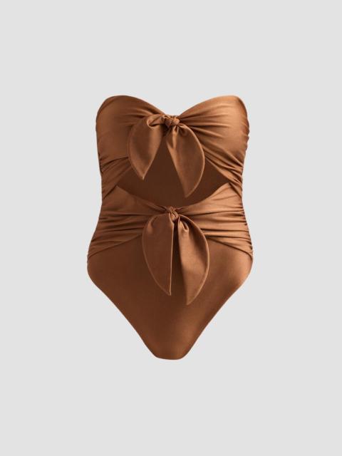 Women's Aster Scarf Tie One-Piece Swimsuit - Walnut