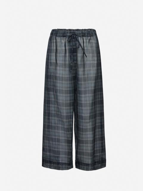 Checked drawstring culotte trousers in blue