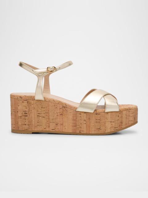 Dayna Metallic Crisscross Wedge Sandals