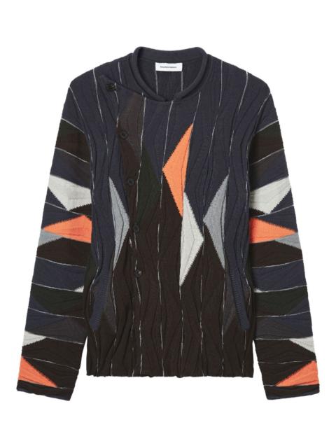 geometric-pattern button cardigan