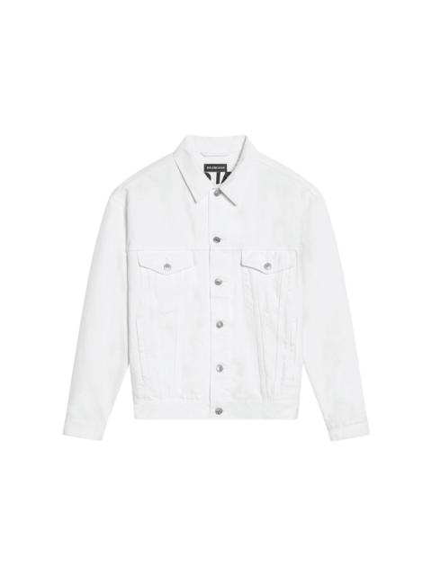 Balenciaga Men's Embroidered Logo Japanese denim Jacket White/Black