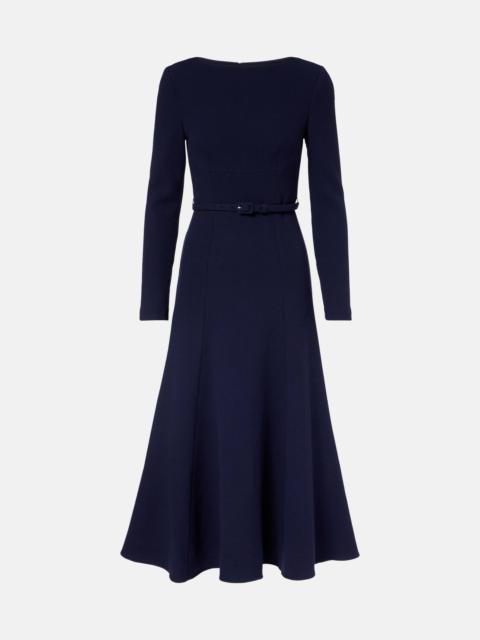 Belted wool crêpe midi dress