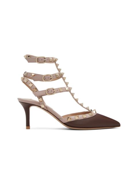 Brown Rockstud Caged Heels