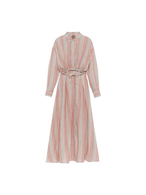Long dress Rainbow - Jacquard striped linen