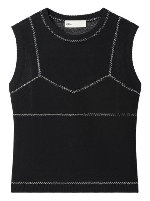 mesh-panel sleeveless top