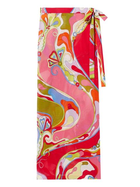 orchidee-print wrap skirt