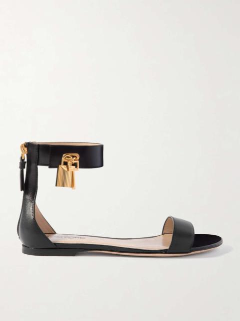 Embellished leather sandals Black