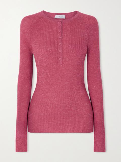 Anges Ribbed Cashmere, Silk And Hemp-blend Henley Shirt