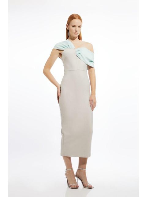 Figure Form Bandage Asymmetric Strap Knit Midi Dress