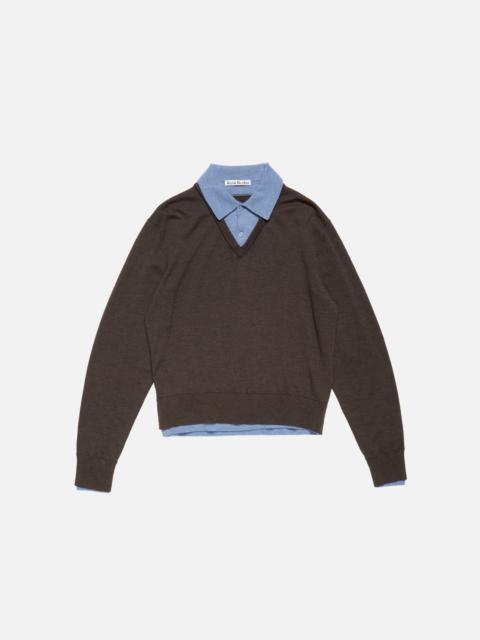 Layered wool knit - Brown/blue