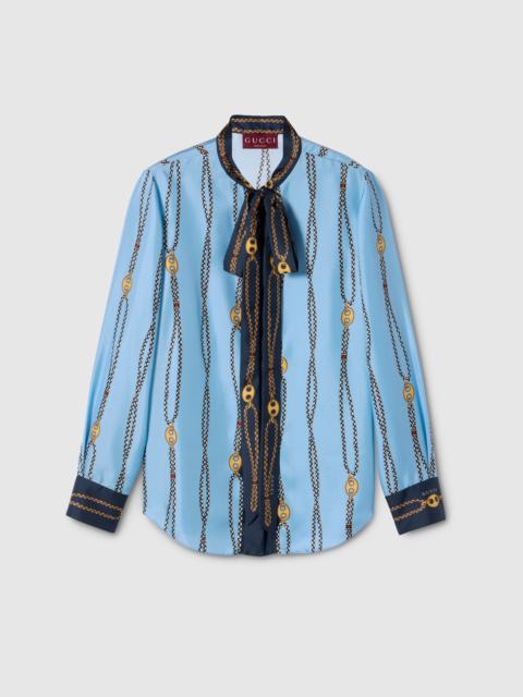 Printed silk twill shirt
