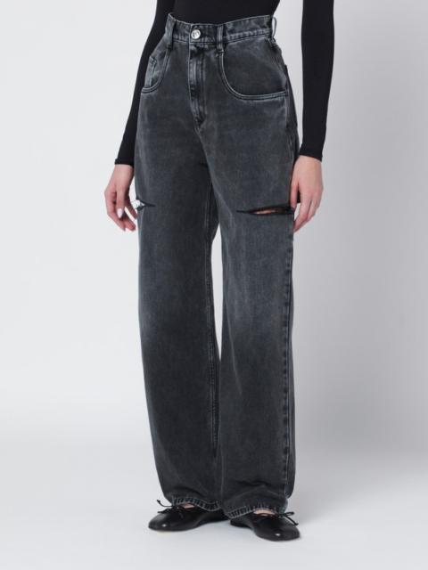 Washed black jeans with side rips
