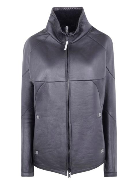 zip-front leather jacket