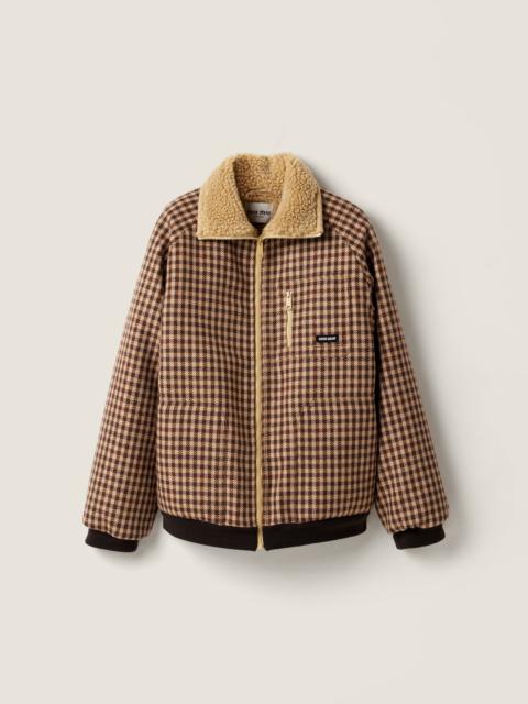 Fleece-lined checked blouson jacket