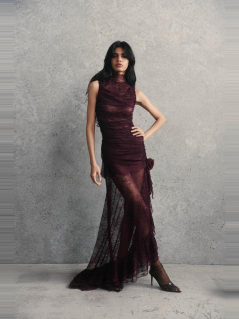 AUSTERE MAXI DRESS IN MAROON LACE
