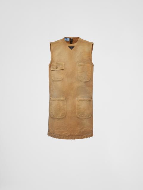 Sleeveless canvas mini-dress