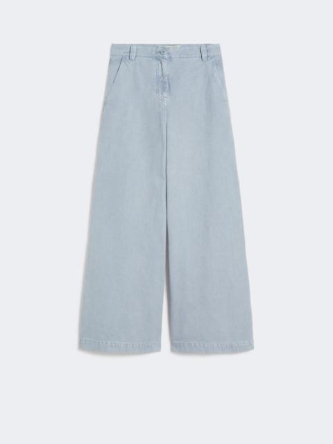 Cotton canvas wide-leg trousers - LIGHT BLUE