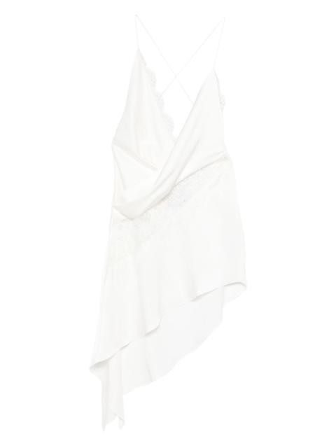 lace asymmetric mini dress