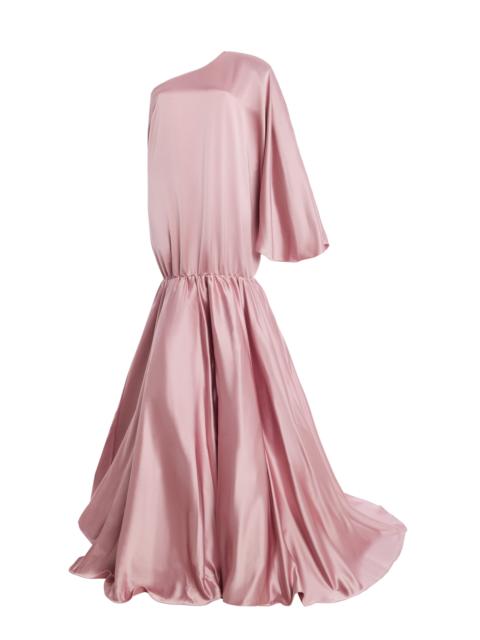 Exclusive Ecliptia Single-Shoulder Satin Maxi Dress pink