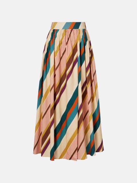 Striped cotton-blend maxi skirt