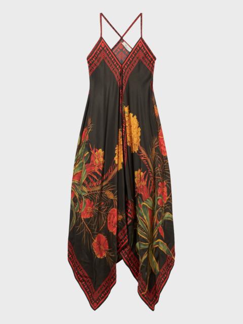 LONG PRINTED TWILL DRESS