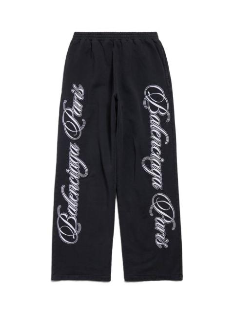 Men's Cursive Baggy Pants in Black/white