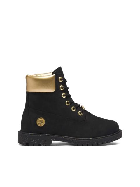 6 Inch Premium "Black Nubuck/Gold" boots