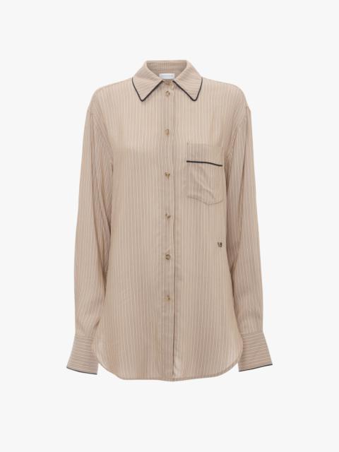 Piping Detail Pyjama Shirt In Tobacco-Midnight