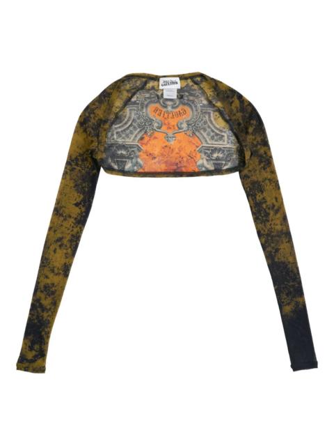 Médeillon-print long-sleeve cropped jacket