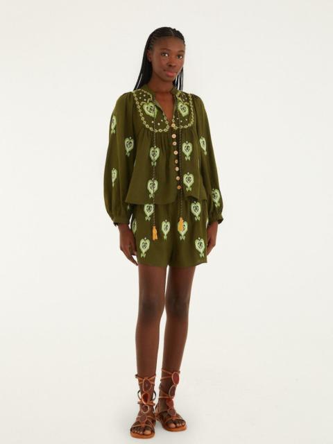 Green Heart Tapestry Embroidered Lenzing™ Ecovero™ Euroflax™ Shorts