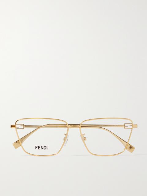 Baguette Square-framed Gold-tone Optical Glasses