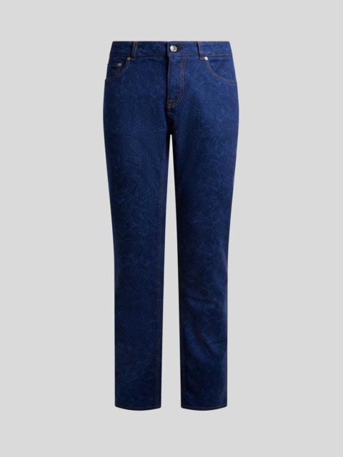 REGULAR-FIT JACQUARD DENIM JEANS WITH FLORAL PAISLEY MOTIF