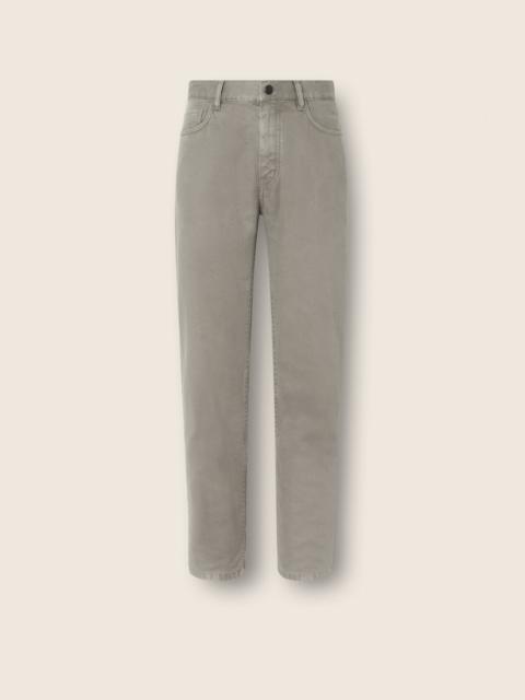 DARK TAUPE STRETCH COTTON AND LINEN ROCCIA PANTS