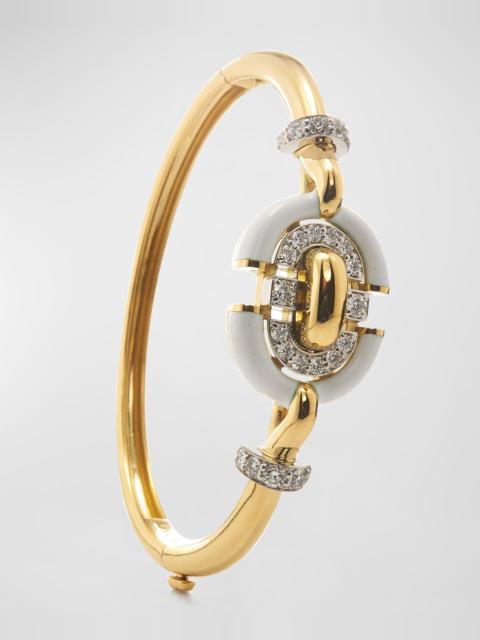 18K Gold & White Enamel Unity Bracelet w/ Diamonds