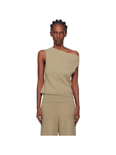 Beige Off Shoulder Seam Top