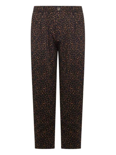 leopard-print pleated trousers