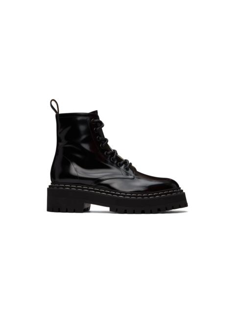 Black Lug Sole Lace Up Boots