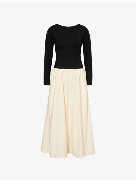 Abel Contrast-Skirt Cotton-Blend Midi Dress