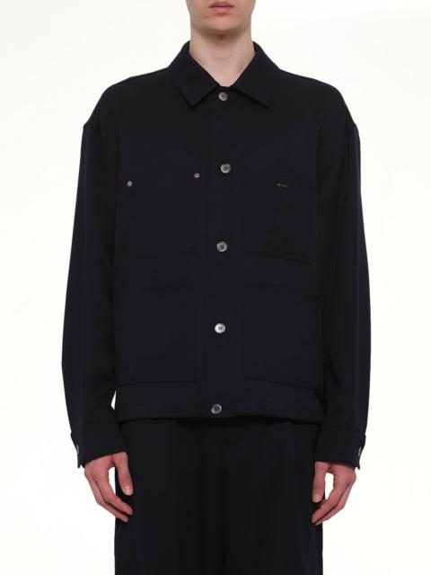 Wool Button Shirt in Navy