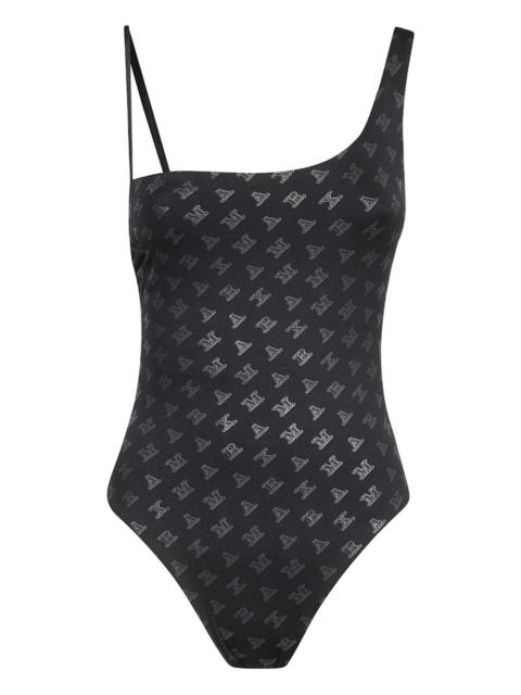logo-print one-shoulder swimsuit