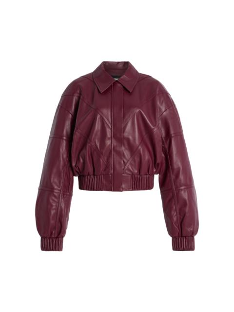 Faux Leather Bomber Jacket burgundy