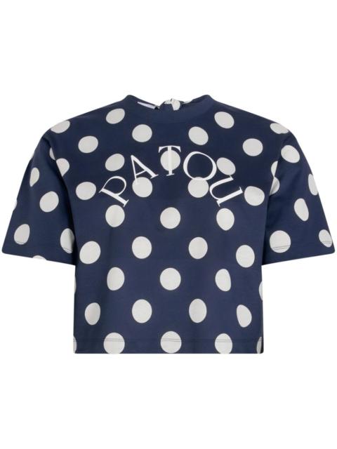 logo-print split-back T-shirt