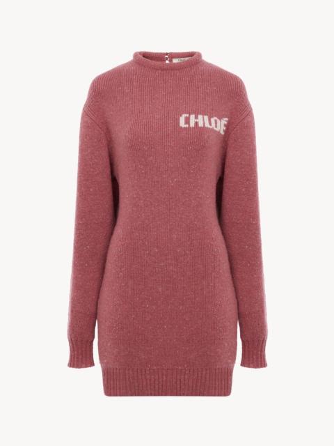 LONG-SLEEVE LOGO MINI DRESS IN A MERINO WOOL KNIT