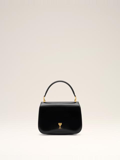 BLACK GLAZED LEATHER TOP HANDLE PARIS PARIS BAG