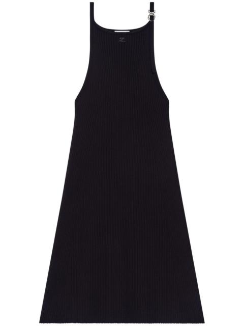 buckle-detail ribbed dress